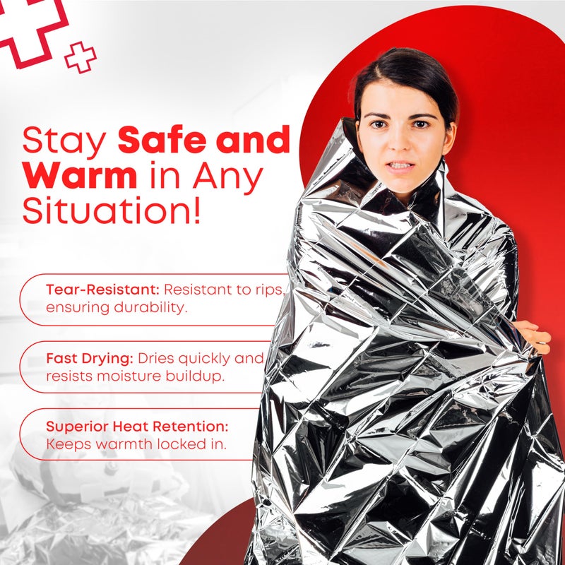 Ever Ready First Aid Mylar Rescue Blanket, Large Silver Thermal Sheet for Emergency and Survival, 54â€ x 84â€ â€“ 20 Count - Image 3